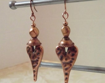 Copper Heart Earrings