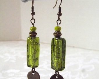 Lime Green Foiled Earrings