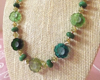 Green Laser Cut Floral Necklace