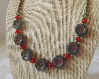 Green Flower Necklace Set
