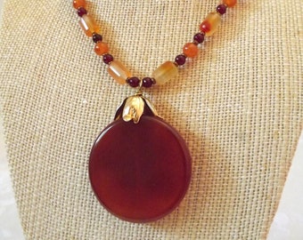 Carnelian Disc Necklace