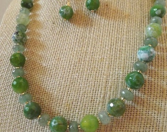 Green Fire Agate Necklace Set