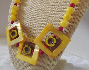Yellow MOP and Jade Necklace