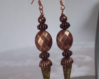 Glass and Copper Earrings