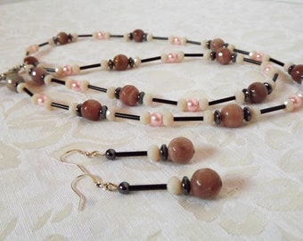 Pink Moonstone Necklace Set