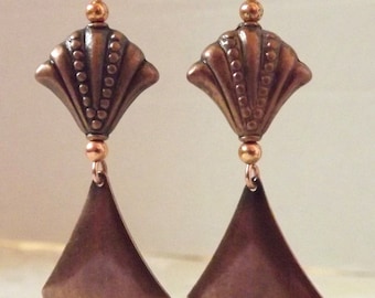 Copper Fan Earrings