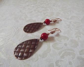 Woven Copper Earrings