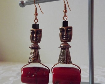 Copper Face Earrings