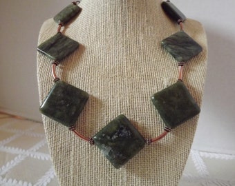 Green Jasper and Copper Necklace