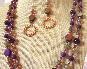 Purple Agate Necklace Set