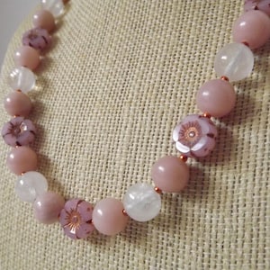 Cherry Quartz and Freshwater Pearls Necklace, Earrings