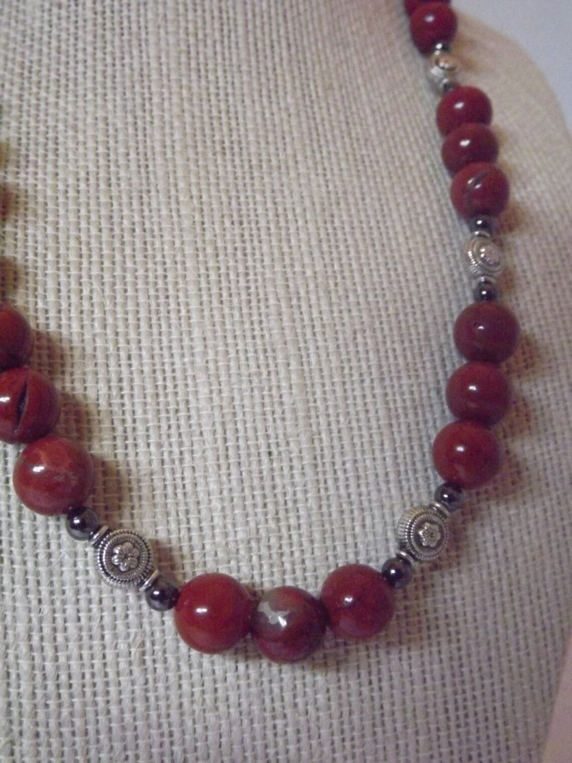 Red jasper sterling adjustable necklace main image 0