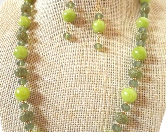 Lime Green Jade Necklace Set