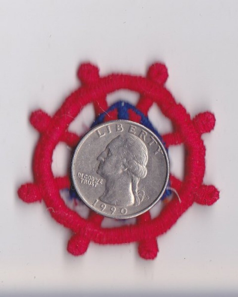 Red Ships Wheel Flag Appliqué 2 Inch Diameter Satin Etsy