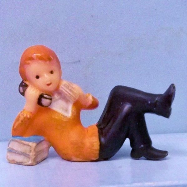 Vintage Wilton Boy Chatting On Telephone Cake Topper ~ Adorable Boy Doll Figure ~ Doll House Accessory ~ Mint Condition