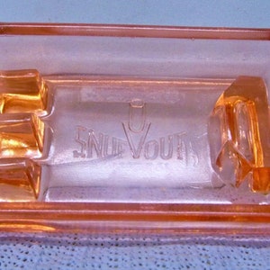 Vintage * Snuf V Out * Cigarette Tray ~ Pink Glass Ashtray With Matchbox Holder ~ Used Condition