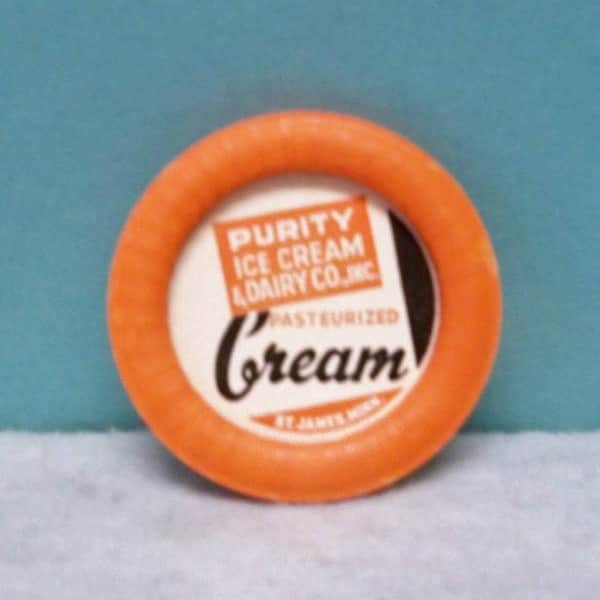 Vintage Purity Milk Bottle Cap ~ Purity Ice Cream & Dairy Inc St James Minn ~ Bakers Dozen ~ Orange And White ~  Mint ~ Never Used