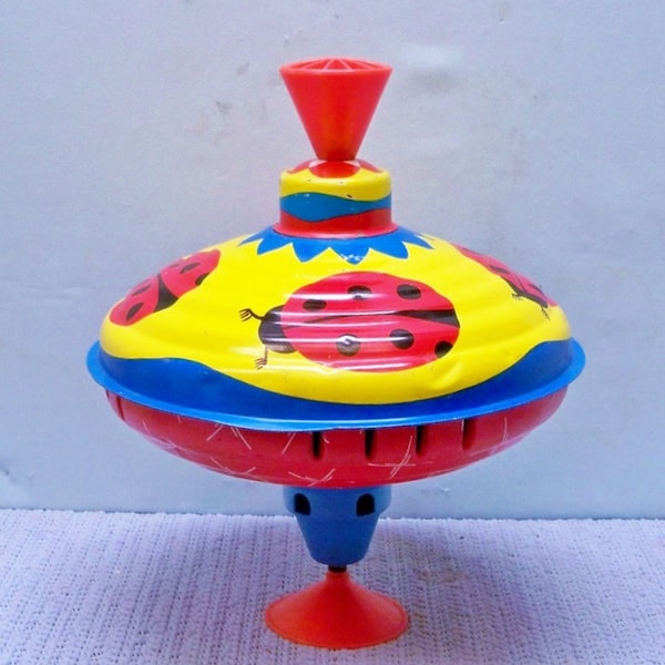 Vintage Ladybug Spinning Toy Top ~ LBZ Lorenz Bolz Zirndorf ~ W. Germany ~ Child's Tested Very Good Condition