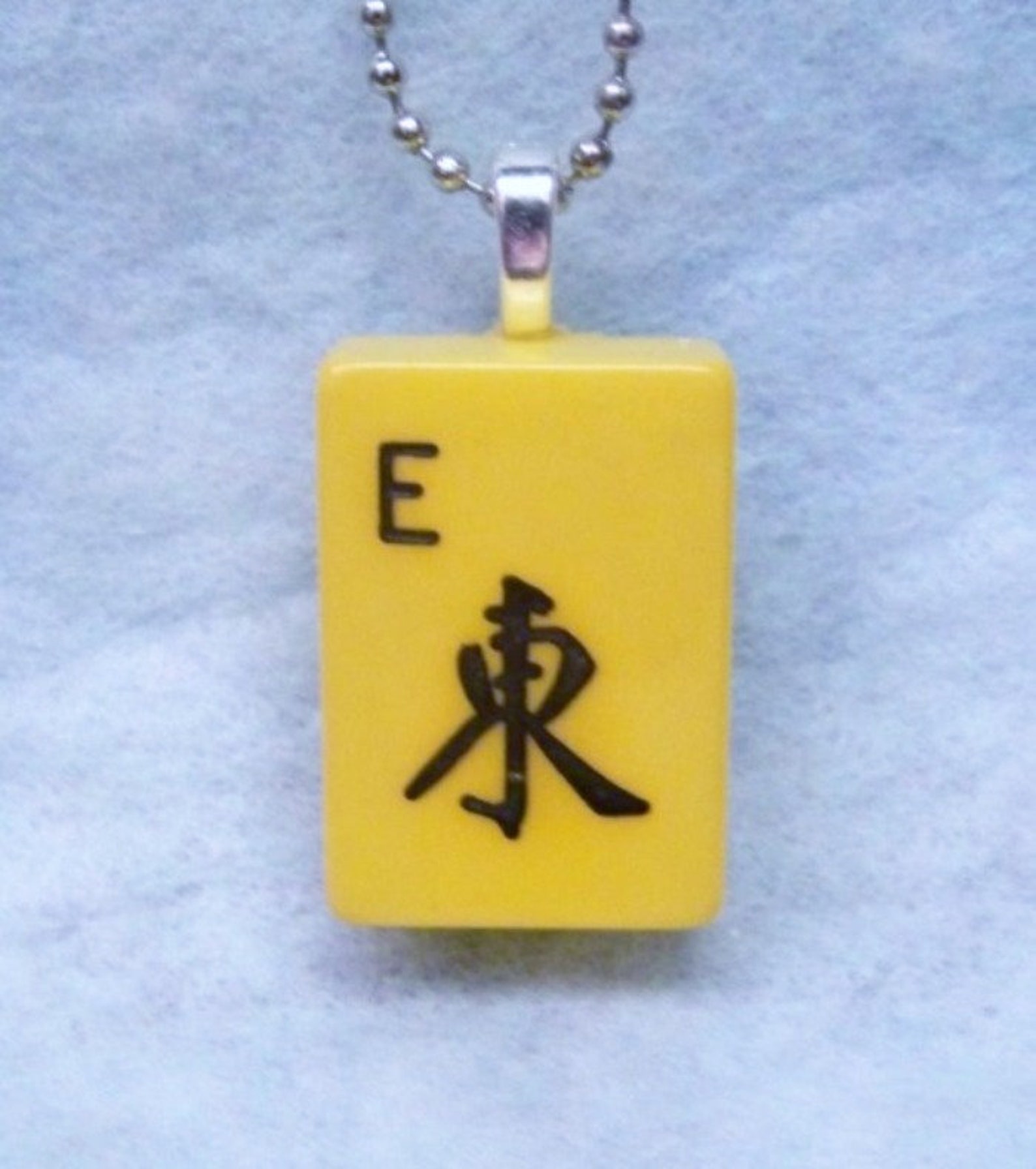 Mahjong Tile Pendant Necklace E East Wind Original Etsy