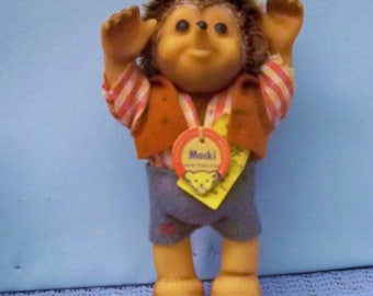 1950’s Germany Steiff Macki Hedgehog Boy Doll ~  5 in Rubber Body ~ Mohair Applied Wig ~ Steiff ID Button 2 Paper Tags ~ Mint Condition