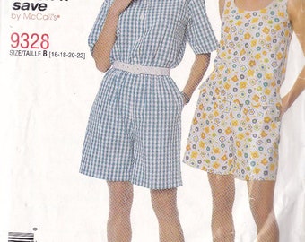 Misses Summer Top Pull On Shorts Easy McCalls Sewing Pattern 9328 sizes 16  18 20  22 UNCUT Stitch N Save Shirt