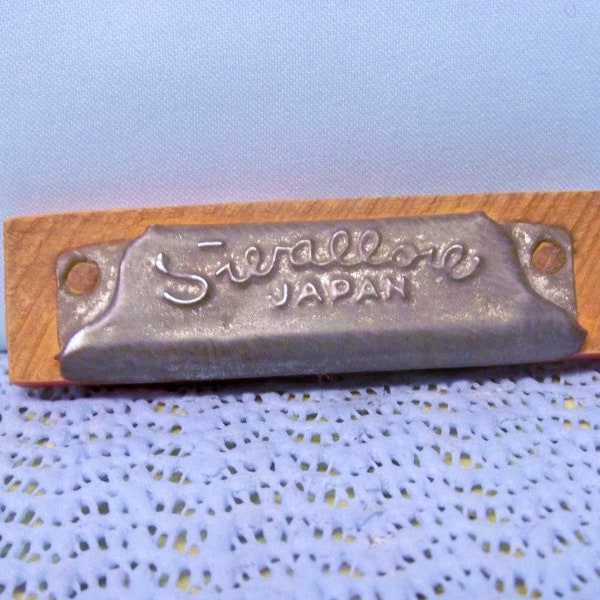 Vintage * Swallow * Toy Woodwind Harmonica ~ Working 4 Hole Wood & Tin Instrument ~  Made In Japan