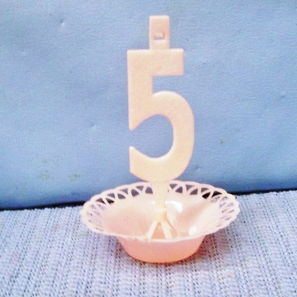 Vintage Lace Edge Nut Cup # 5 Candle Holder ~ Pink Hard Plastic Century Products U.S.A. ~ New Never Used