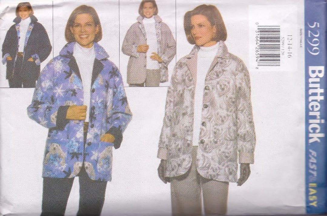 Misses Reversible Jacket Pattern Butterick 5299 Combination - Etsy