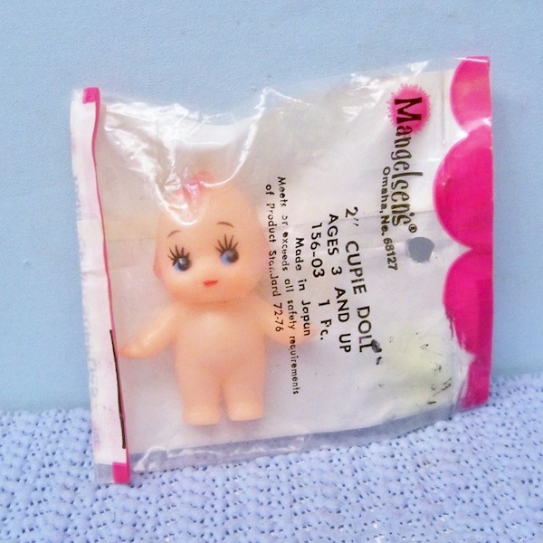 Vintage Miniature Kewpie Doll ~ 2" Rubber Doll ~ Cake Topper ~ Head Turns ~ Mint in Package