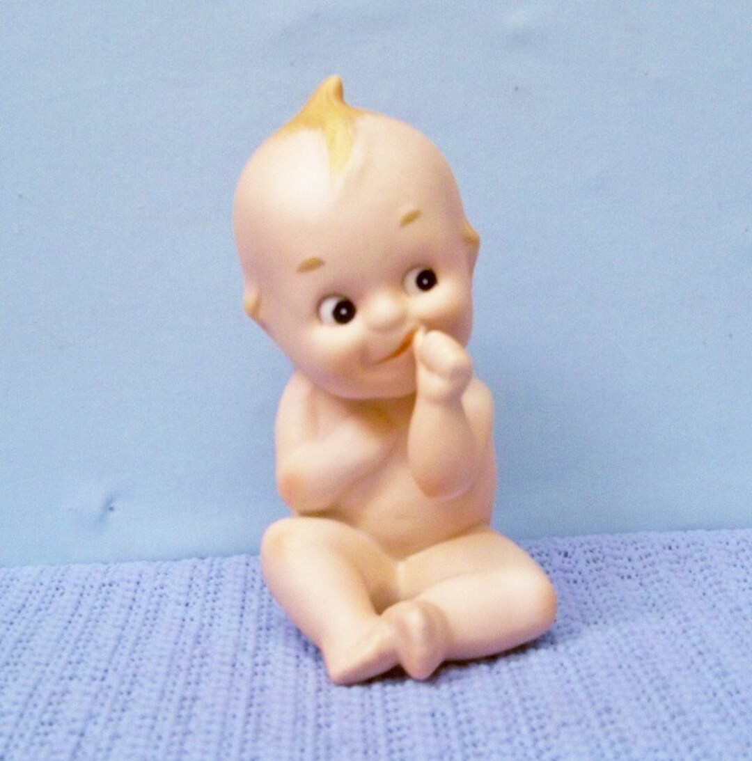 Vintage Lefton Kewpie Doll Figurine 4 1/2 High Kewpie Sitting Sucking