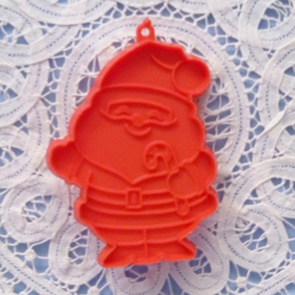 Santa Claus Holding Candy Cane Cookie Cutter ~ Red Hallmark  Mold ~ Detailed Jolly Old Elf Soft Plastic Cut Out ~ Kitchen Delight New