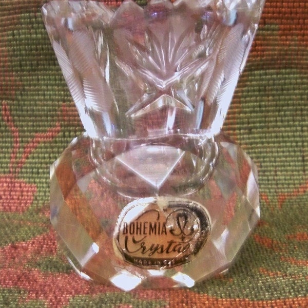 Show Stopper Vintage Bohemian Crystal Glass Toothpick Butterfly Diamond Motif ~ Label ~ Factory Mint Condition