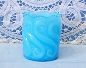 Vintage Blue Opalescent Glass Toothpick Repeat S Swirl L G Wright 2 1 2 quot High Factory Issued Mint Condition