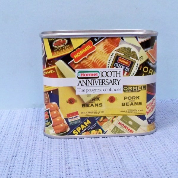 Vintage Hormel 100 th Anniversary Bank ~ Hormel Advertising Tin Can Bank ~ New Condition