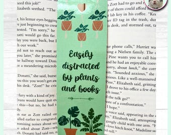 Plant Lover Laminated Bookmark: Easily Distracted by Plants & Books