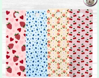 Fruity Laminated Bookmark: Cherries, Strawberries, Blueberries, Peaches