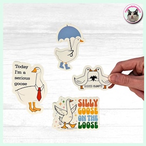 Stickers idiots individuels ou par lot - Stickers chair de poule - Oie sérieuse - Oie dans des bottes de pluie - Imperméable - Durable (autocollants rigolos)