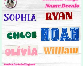 Custom Vinyl Name Decals: Waterproof Labels for Water Bottles, Laptops/Tablets, and more!