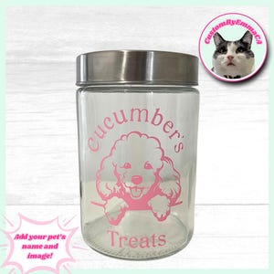 Custom Pet Treat Jar DECAL - Add your pet’s name and likeness! - Great gift for dog and cat lovers - Dog treat jar - Cat treat jar