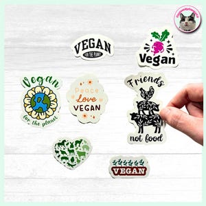 Adesivi vegani - Impermeabili - Durevoli - Orgogliosi vegani - Vegani per il pianeta - Amici non cibo - Pace Amore Vegano - Adesivi con citazioni vegane