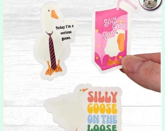 Klistermärken "Silly Goose on the Loose" och "Seriösa Gås" - Set eller individuellt - Vattentäta stansade