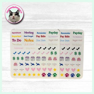 Feuille d'autocollants pour agenda (66 carats) - Stickers agenda - Stickers organisateur quotidiens - École, travail, vie personnelle