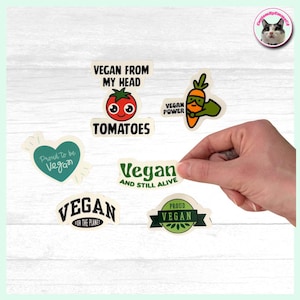 Waterproof Vegan Stickers Set or Individual - Funny Vegan Quotes - Die Cut