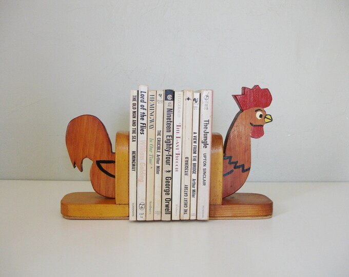 Vintage Rooster Bookends Etsy