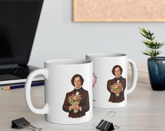 Chopin Blumen halten Tasse | Blumenherz-Botschaft "With Love To A Very Special Mum"