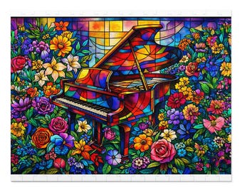 Glasmalerei Flügel aus Zinn | Florales Musik-Kunst-Puzzle