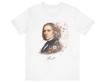 Liszt Portrait mit floralem Burst T-Shirt | Klassisches Komponisten-Kunst-T-Shirt