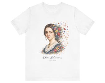 Clara Schumann Portrait Tee | Blumen Aquarell Musiker Grafik Shirt