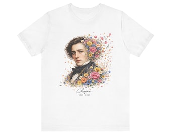 Chopin Blumenporträt-T-Stück | Komponisten Grafik T-Shirt