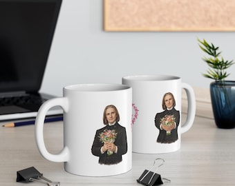Franz Liszt hält Blumenstrauß Tasse | Romantische Blumen Herz Illustration